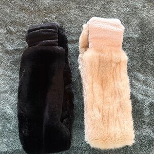 Elegant Black and Cream Faux Fur Hair Bands